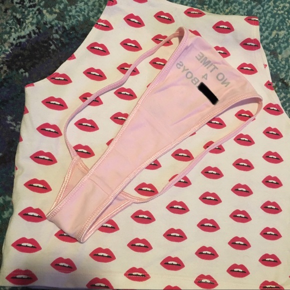 American Apparel crop top thong panty lewd rude ML - Picture 3 of 4